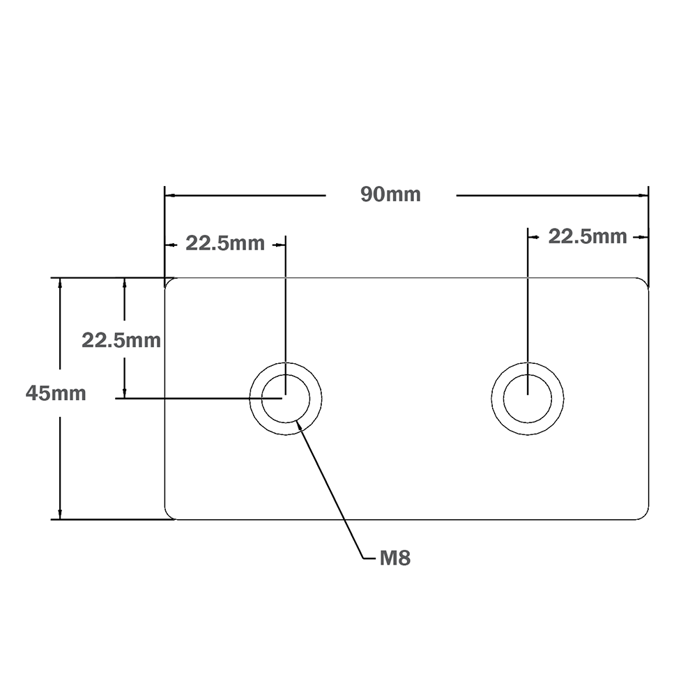 32-4590W-0 MODULAR SOLUTIONS FOOT & CASTER CONNECTING PLATE<br>45MM X 90MM FLAT NO HOLES